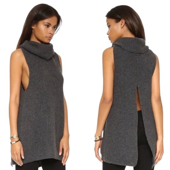 Free People Need It Now Turtleneck Sweater Womens Size S Split Back Lambswool - Picture 9 of 9